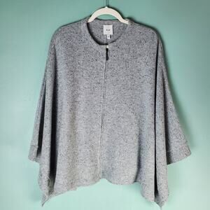 Elk Womens Gray Speckled Full Zip Plush Knit Emmah Poncho Size One Size